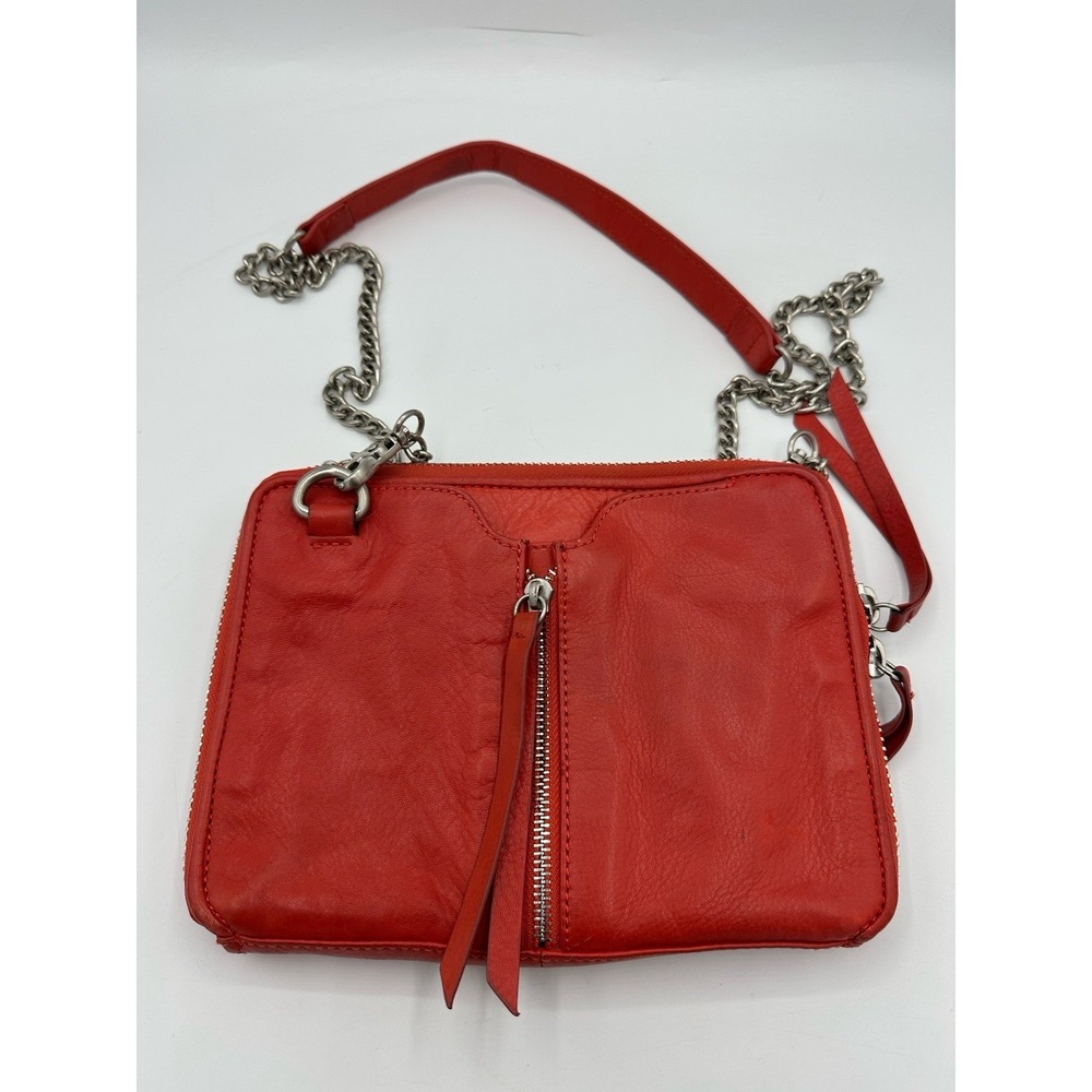 Kelsi Dagger Red Leather Crossbody Bag Purse Chain Strap Zip